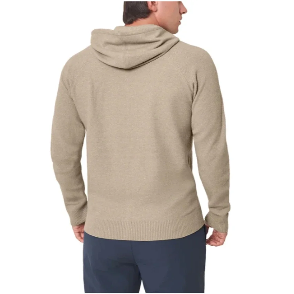 Modern Ambition Men's Full Zip Hooded Sweater Beige XXL